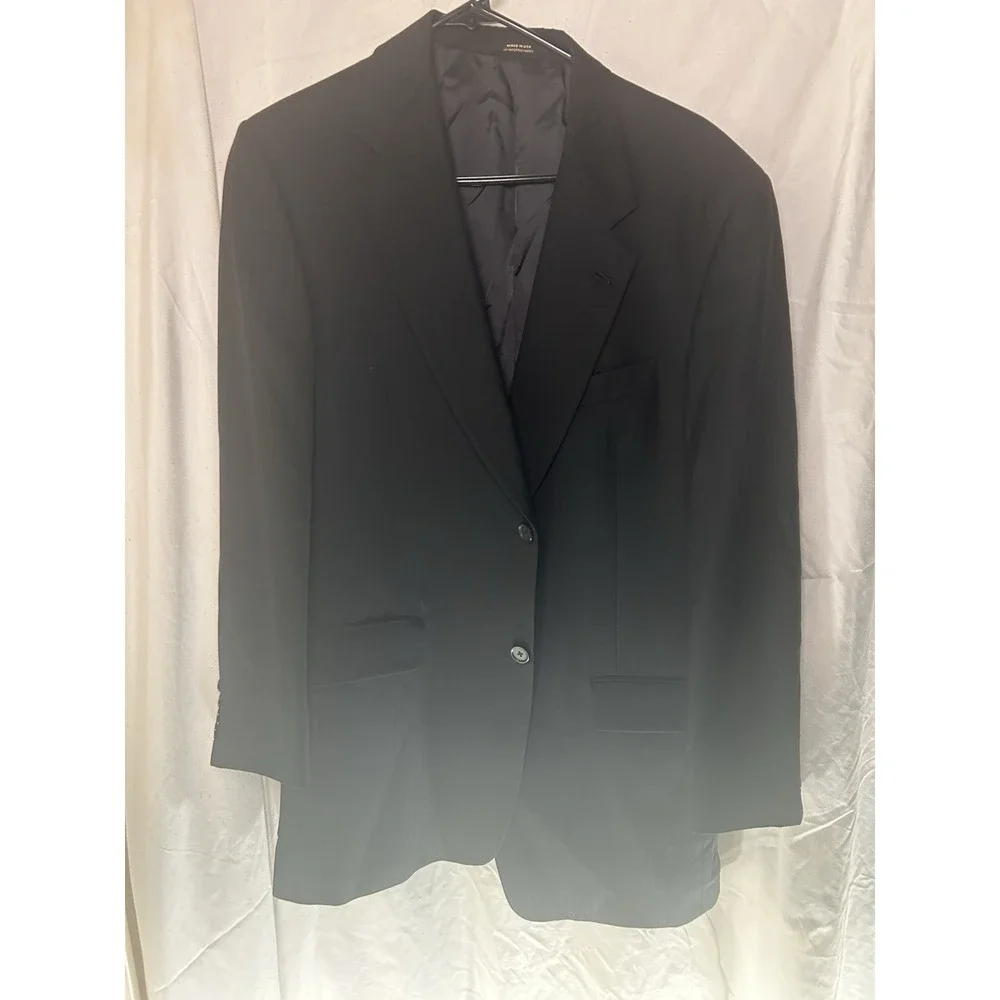 Hart Schaffner Marx Gold Trumpeter‎ Mens Suit Jacket Blazer Black Rodes USA Vtg